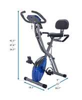 Streamdale Furniture Folding Exercise Bike, Fitness Upright And Recumbent X-Bike With 10-Level Adjustable Resistance