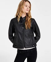 Maralyn & Me Juniors'Faux-Leather Zip-Front Jacket