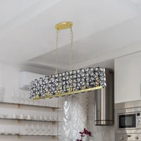 Modern Champagne Gold Oval Crystal Ceiling Chandelier Luxury Home Decor Light Fixture