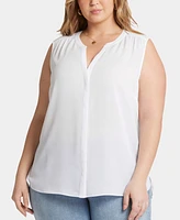 Nydj Plus Sleeveless Pintuck Blouse