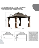 Streamdale Furniture 12' X 12' Hardtop Gazebo, Aluminum Metal Gazebo Withnized Steel Double Roof Canopy