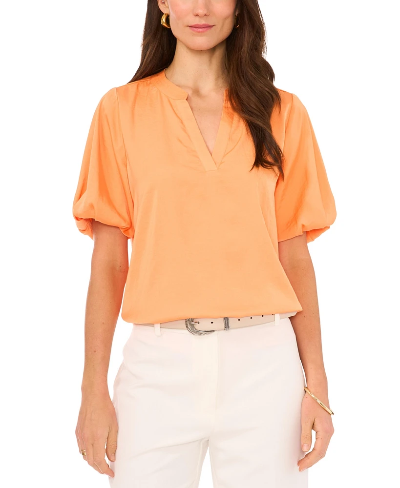 Vince Camuto Women's V-Neck Short Puff Sleeve Blouse