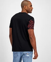 Guess Men's Short Sleeve Crewneck Faded Paisley T-Shirt