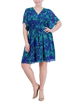 Jessica Howard Plus Floral-Print Smocked-Waist Dress