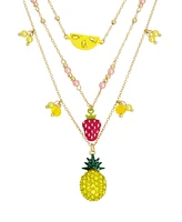 Betsey Johnson Faux Stone Fruit Charm Layered Necklace