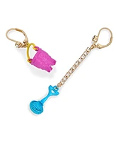 Betsey Johnson Faux Stone Seashell Shovel Pail Mismatch Earrings - Multi