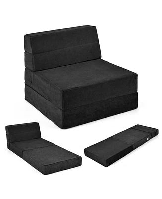 Slickblue Tri-Fold Folding Chair Convertible Sleeper Bed