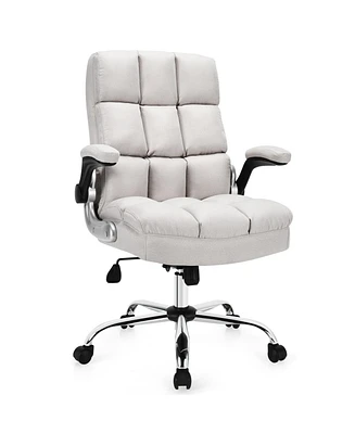 Slickblue Adjustable Swivel Office Chair with High Back and Flip-up Arm for Home