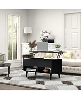 31.5 Inch Lift Top Coffee Table with Hidden Compartment and 2 Storage Shelves