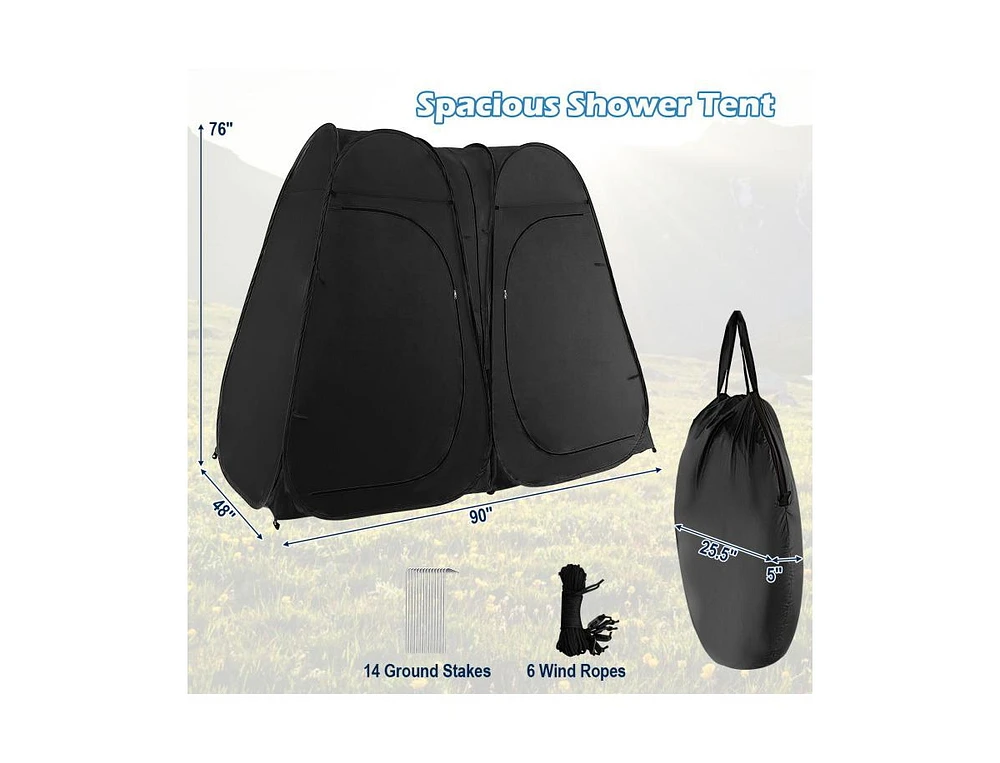 Slickblue Oversized Pop Up Shower Tent with Window Floor and Storage Pocket