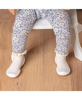 Komuello Infant Girl Breathable Washable Non-Slip Sock Shoes Lace trim - Off White