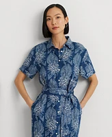 Lauren Ralph Women's Belted Floral Shirt Dress, Regular & Petite