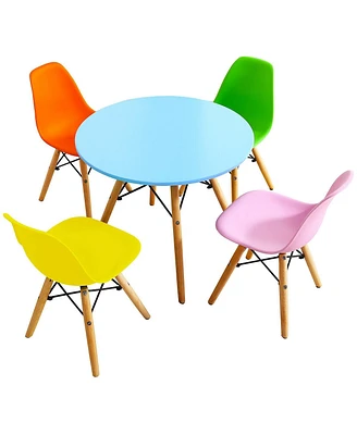 Slickblue 5 Pieces Kids Mid-Century Modern Table Chairs Set