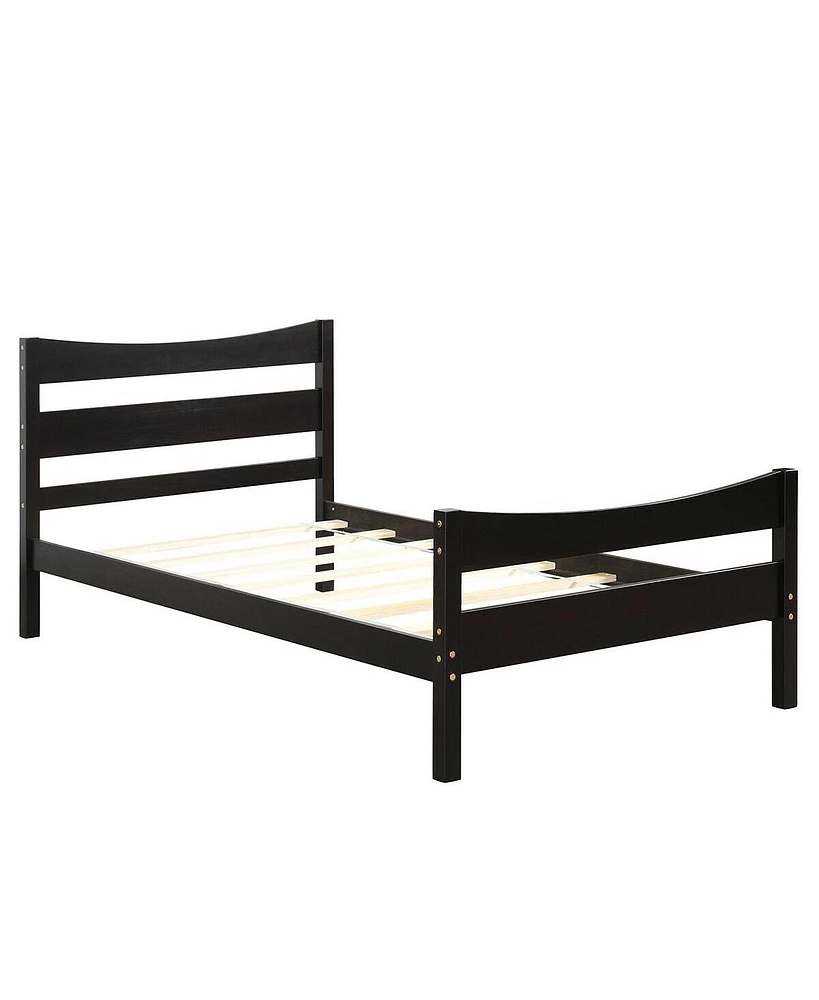 Slickblue Twin Rustic Style Platform Bed Frame with Headboard and Footboard