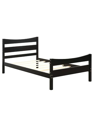 Slickblue Twin Rustic Style Platform Bed Frame with Headboard and Footboard