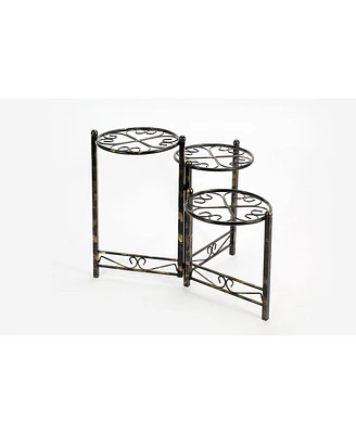 Ore International 24.41 in. Three Tier Heart Clover Round Plant Stand