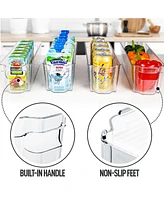 Zulay Kitchen 4 Pack Clear Refrigerator Organizer Bins - Narrow Fridge Organizers and Storage Clear