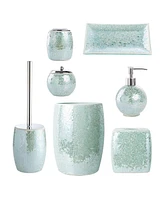 Whole Housewares Decorative Glass Bathroom Accessories Set with Pearl Mosaic Design