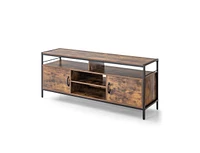 Slickblue 58 Inch Industrial Tv Stand with Cabinets and Adjustable Shelf for TVs up to 65 Inch-Rustic Brown