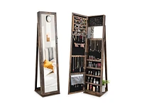 Slickblue Standing Lockable Jewelry Storage Organizer with Full-Length Mirror