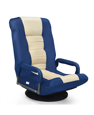 Slickblue 360-Degree Swivel Gaming Floor Chair with Foldable Adjustable Backrest