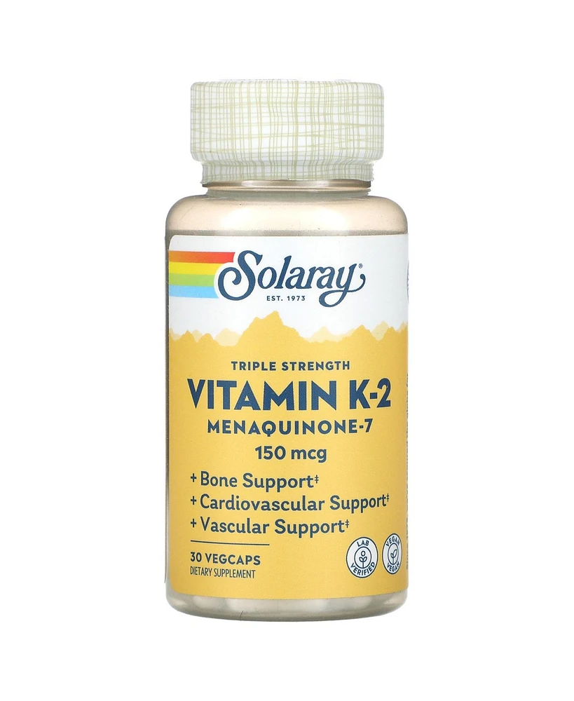 Solaray Triple Strength Vitamin K-2 Menaquinone-7 150 mcg - 30 VegCaps