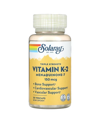 Solaray Triple Strength Vitamin K-2 Menaquinone-7 150 mcg - 30 VegCaps - Assorted Pre