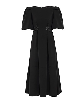 Nocturne Women's Balloon Sleeve Long Dress With Removal Sleeves