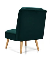 Inolait Sugift Velvet Accent Armless Side Chair with Rubber Wood Legs for Bedroom