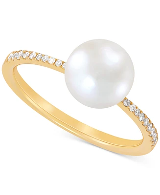 Honora Cultured Freshwater Pearl (8mm) & Diamond (1/10 ct. t.w.) Ring in 10k Gold