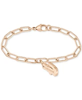 Lacoste Multicolor Crystal Crocodile Paperclip Link Chain Bracelet