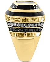 Effy Men's Onyx & Black Diamond (1/4 ct. t.w.) & Espresso Diamond (1/3 ct. t.w.) Ring in 14k Gold