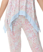 Women's Printed Short Sleeve Tunic with Pant Pajama Set