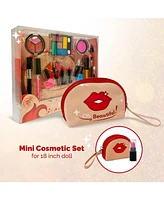 The New York Doll Collection Washable Girls Makeup Kit - 16 Pieces Set