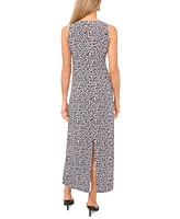 Vince Camuto Women's Floral Crewneck Back Keyhole Sleeveless Dress