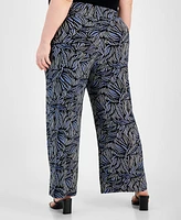 Anne Klein Plus High-Rise Pull-On Wide-Leg Pants