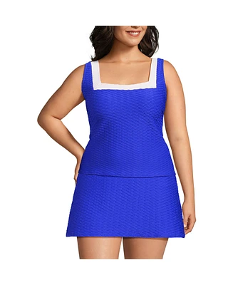 Lands' End Plus Texture Square Neck Tankini Swimsuit Top