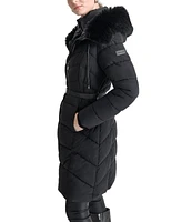 Dkny Women's Bibbed Faux-Fur-Trim Hooded Puffer Coat