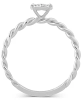 Diamond Mini Cluster Braided Shank Promise Ring (1/6 ct. t.w.) in Sterling Silver or Gold-Plated Sterling Silver