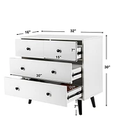 Sugift 4 Drawers Dresser Chest of Drawers Free Standing Sideboard Cabinet