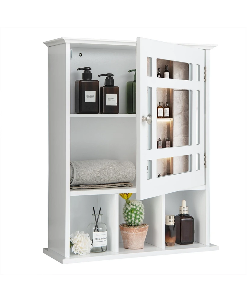 Sugift Wall Mounted and Mirrored Bathroom Cabinet