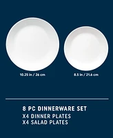 Corelle Vitrelle Shimmering White Plates, Set of 8
