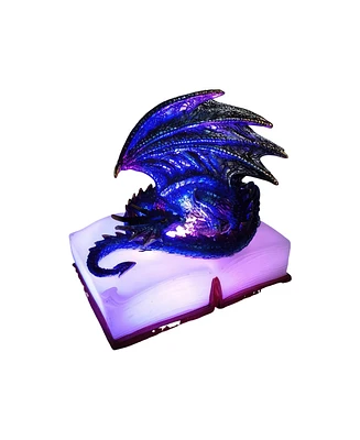 Fc Design 5.5"H Blue Dragon on Book with Led Figurine Decoration Home Decor Perfect Gift for House Warming, Holidays and Birthdays