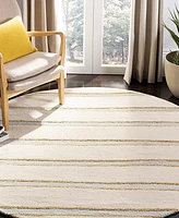 Martha Stewart Collection Chalk Stripe MSR3617A Tan/Beige 6' x 6' Round Area Rug