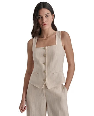 Dkny Women's Square-Neck Button-Front Sleeveless Top