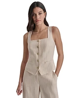 Dkny Women's Square-Neck Button-Front Sleeveless Top