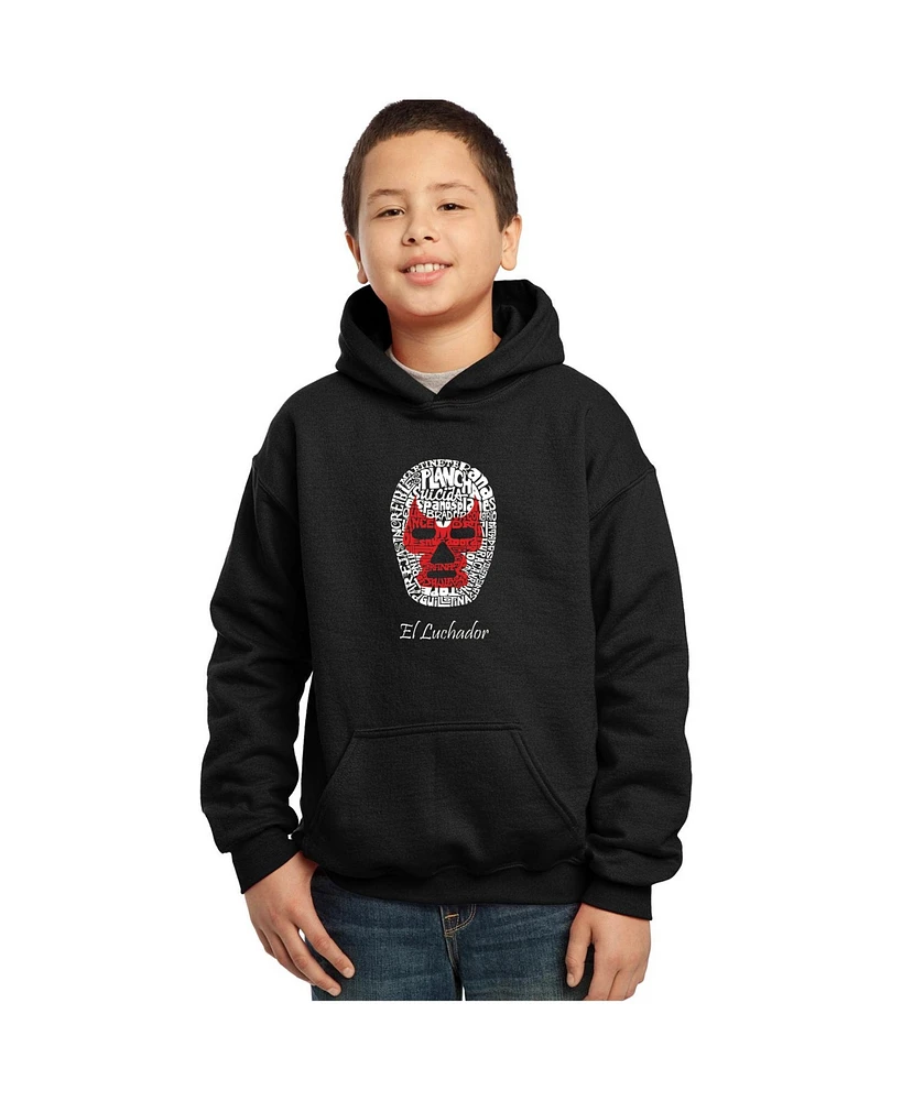 La Pop Art Boys Word Hooded Sweatshirt - Mexican Wrestling Mask