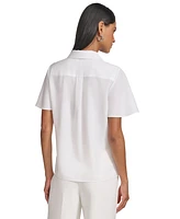 Karl Lagerfeld Women's Spread-Collar Button-Front Top