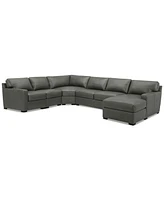 Radley 148" 5-Pc. Leather Wedge Modular Chase Sectional, Created for Macy's