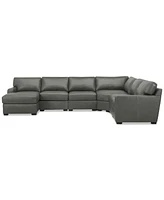 Radley 141" 6-Pc. Leather Wedge Modular Chaise Sectional, Created for Macy's